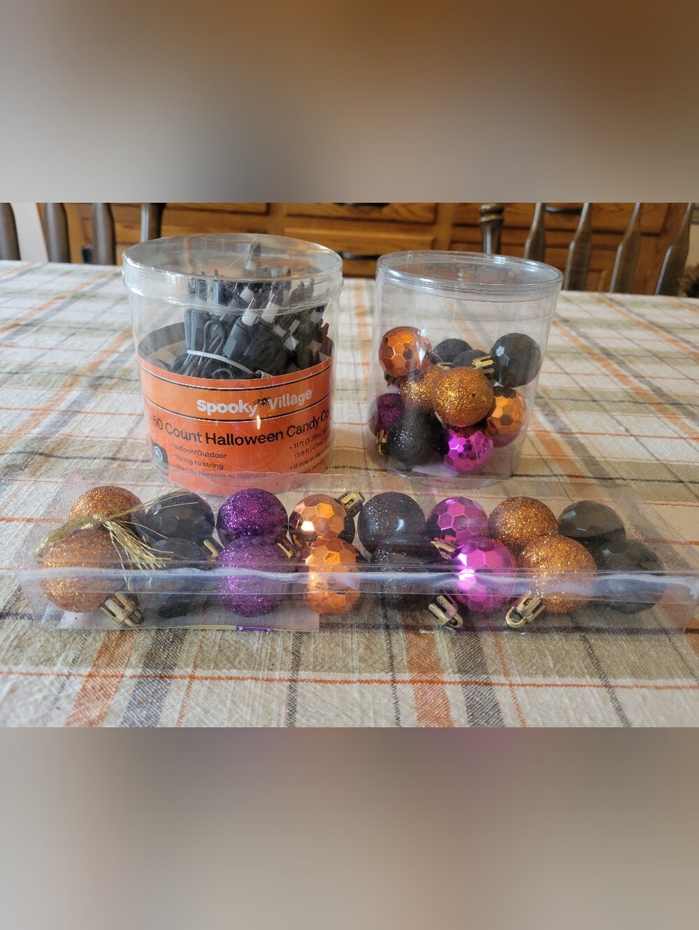 Halloween Tree Lights & Ornament Set - Purple, Gold, Black, Orange